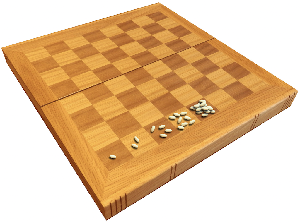 Image from Wikipedia - Wheat and chessboard problem.jpg in the public domain
