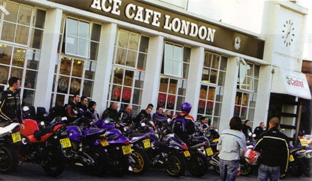 Bikers outside the Ace Cafe in London (Image by Chippy Wood, Bike magazine June 2008)